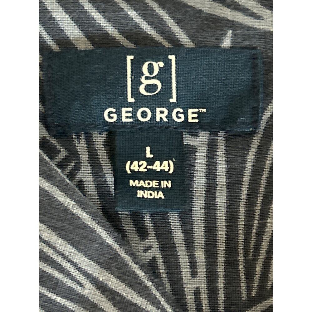 George Men’s Hawaiian Shirt Blue Palms Size Large Short‎ Sleeve Button Up NWT - Picture 4 of 8